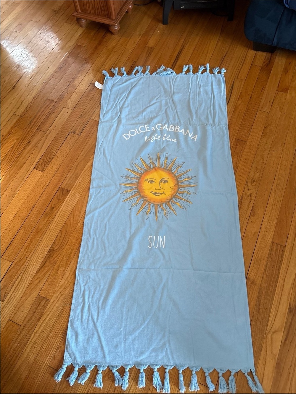Dolce & Gabbana Light Blue Beach Towel with Sun Motif